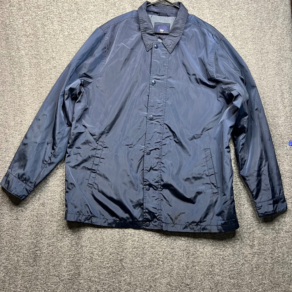 Gap Jacket Mens XXL Navy Blue Coach‎ Snap Front Windbreaker 415054-00